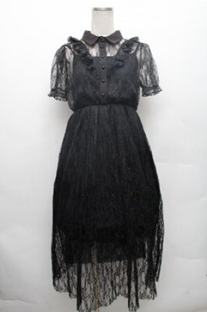 画像: Ank Rouge / プリーツレースワンピース  黒 S-26-02-23-054-CA-OP-HR-ZS