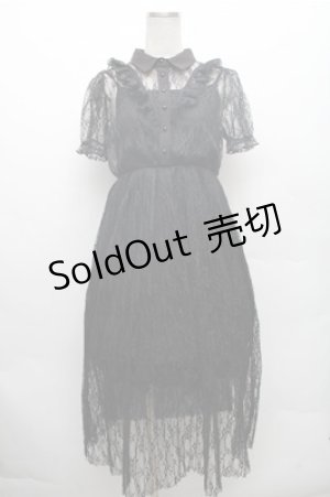 画像: Ank Rouge / プリーツレースワンピース  黒 S-26-02-23-054-CA-OP-HR-ZS