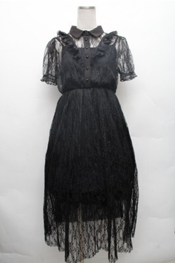 画像1: Ank Rouge / プリーツレースワンピース  黒 S-26-02-23-054-CA-OP-HR-ZS (1)