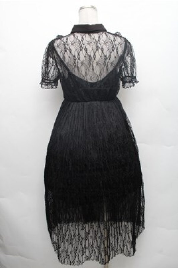 画像2: Ank Rouge / プリーツレースワンピース  黒 S-26-02-23-054-CA-OP-HR-ZS (2)