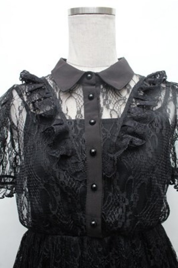 画像3: Ank Rouge / プリーツレースワンピース  黒 S-26-02-23-054-CA-OP-HR-ZS (3)