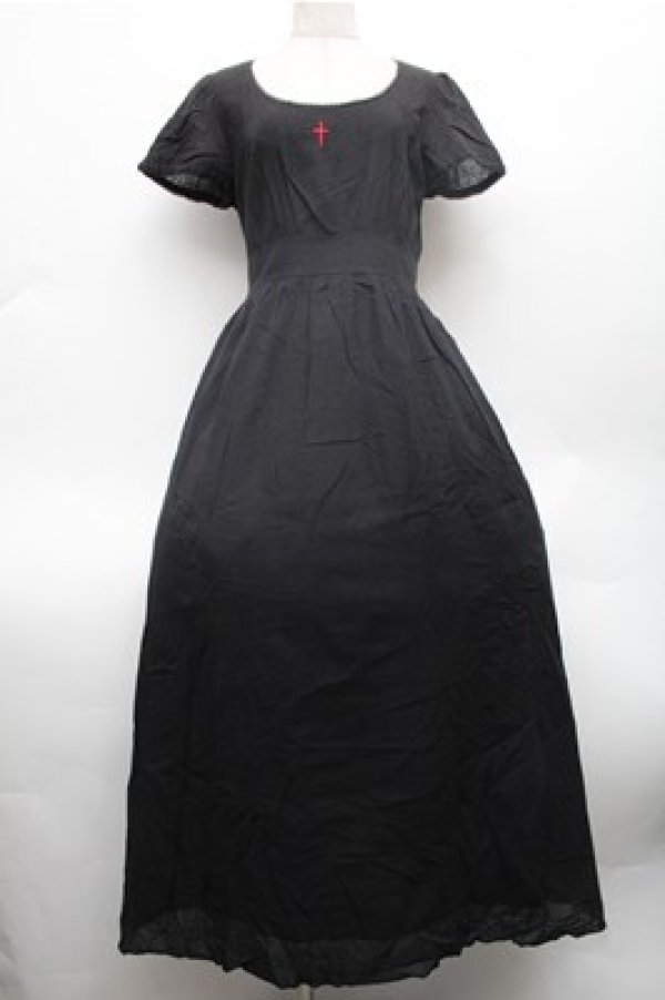 画像1: BPN / クロス刺繍ワンピース  黒 S-26-02-23-055-GO-OP-HR-ZS (1)