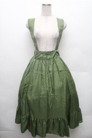 画像: axes femme / ローズ刺繍サス付きスカート  グリーン S-26-02-23-059-AX-SK-HR-ZS