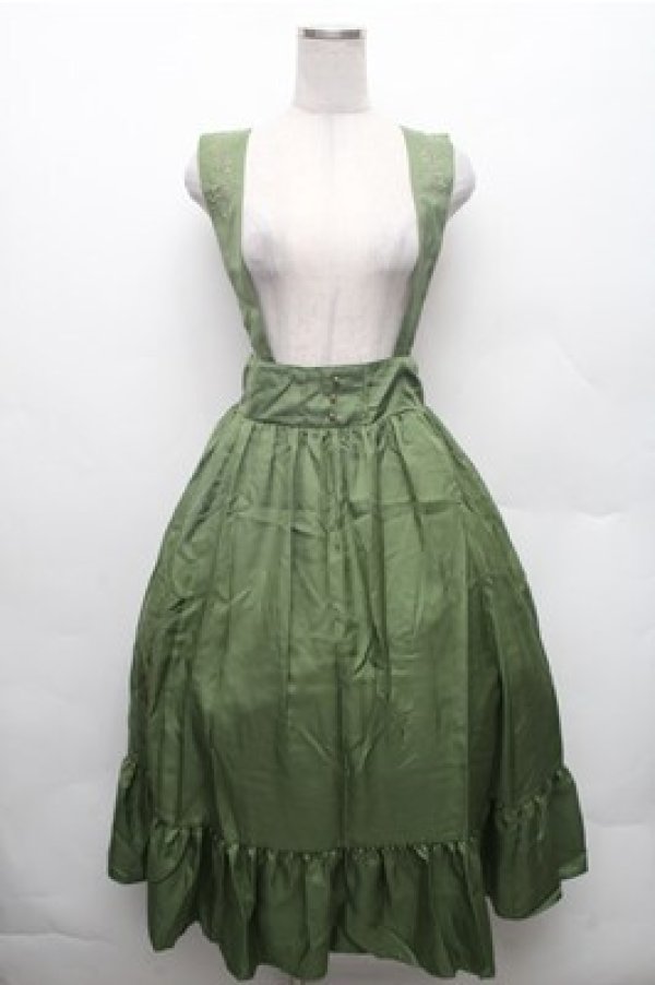 画像1: axes femme / ローズ刺繍サス付きスカート  グリーン S-26-02-23-059-AX-SK-HR-ZS (1)