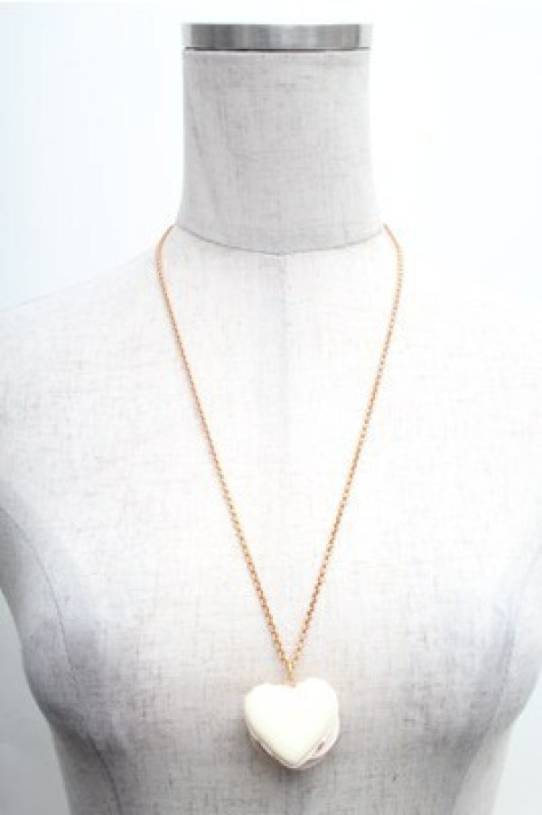 画像1: Q-pot. / ラブハートバニラミルクマカロンネックレス  白 S-26-02-23-009-QP-AC-AS-ZS (1)