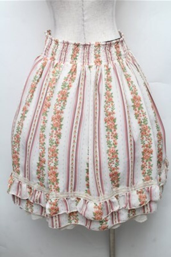 画像2: axes femme / ストライプ花柄スカート  ピンク S-26-02-23-064-AX-SK-AS-ZS (2)