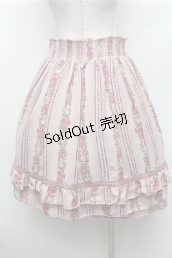 画像2: axes femme / ストライプ花柄スカート  ピンク S-26-02-23-065-AX-SK-AS-ZS (2)