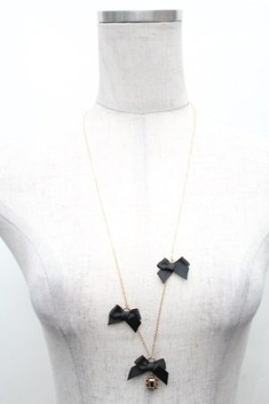 画像: m petit by misako / AMリボンビジューネックレス  黒 S-26-02-23-010-LO-AC-AS-ZS