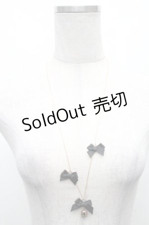 画像: m petit by misako / AMリボンビジューネックレス  黒 S-26-02-23-010-LO-AC-AS-ZS