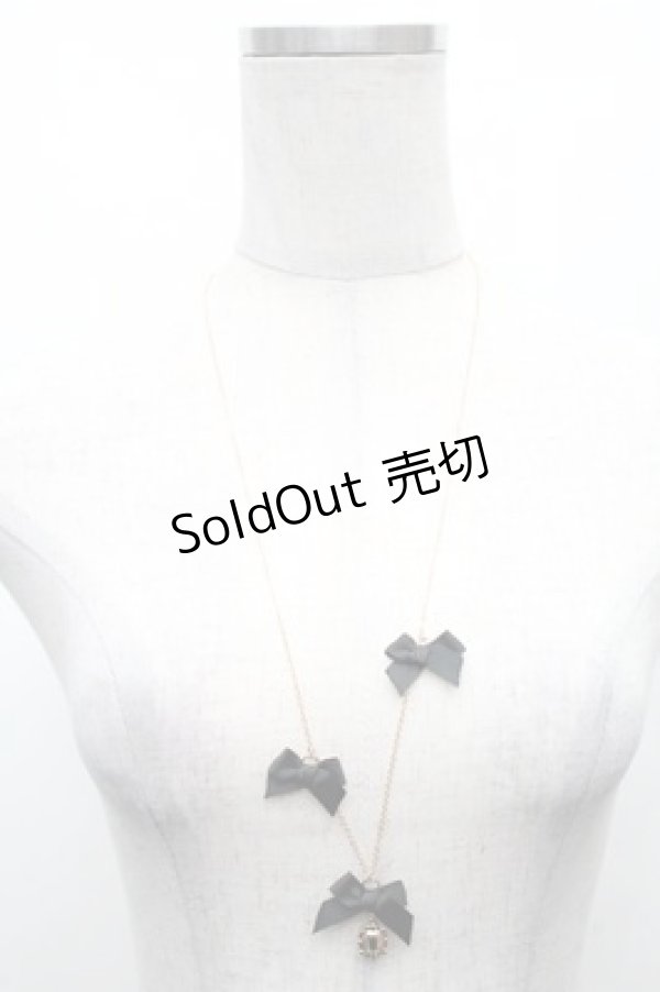 画像1: m petit by misako / AMリボンビジューネックレス  黒 S-26-02-23-010-LO-AC-AS-ZS (1)