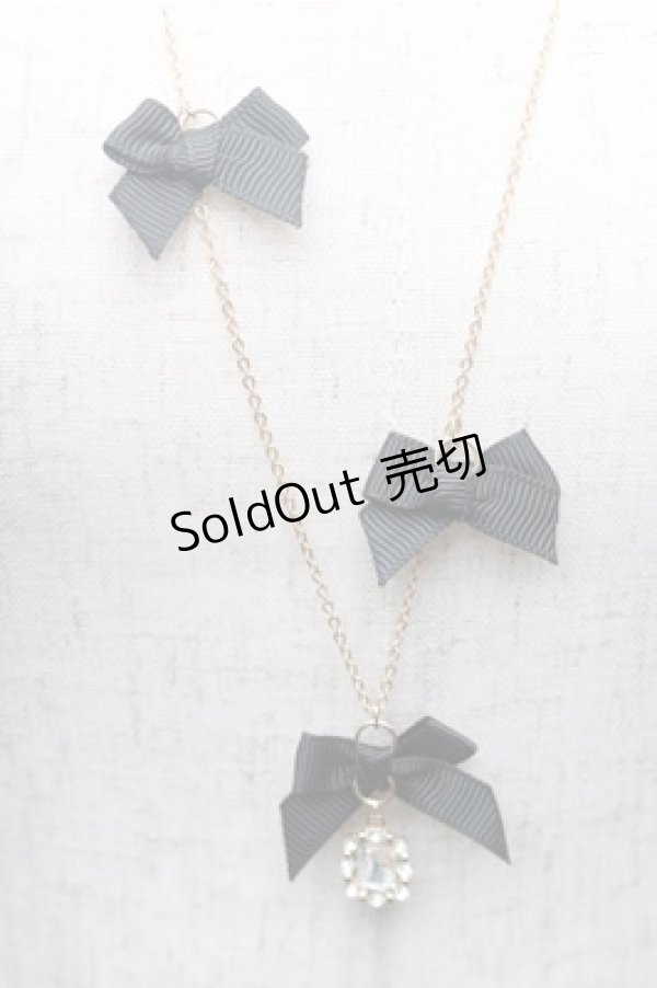 画像2: m petit by misako / AMリボンビジューネックレス  黒 S-26-02-23-010-LO-AC-AS-ZS (2)