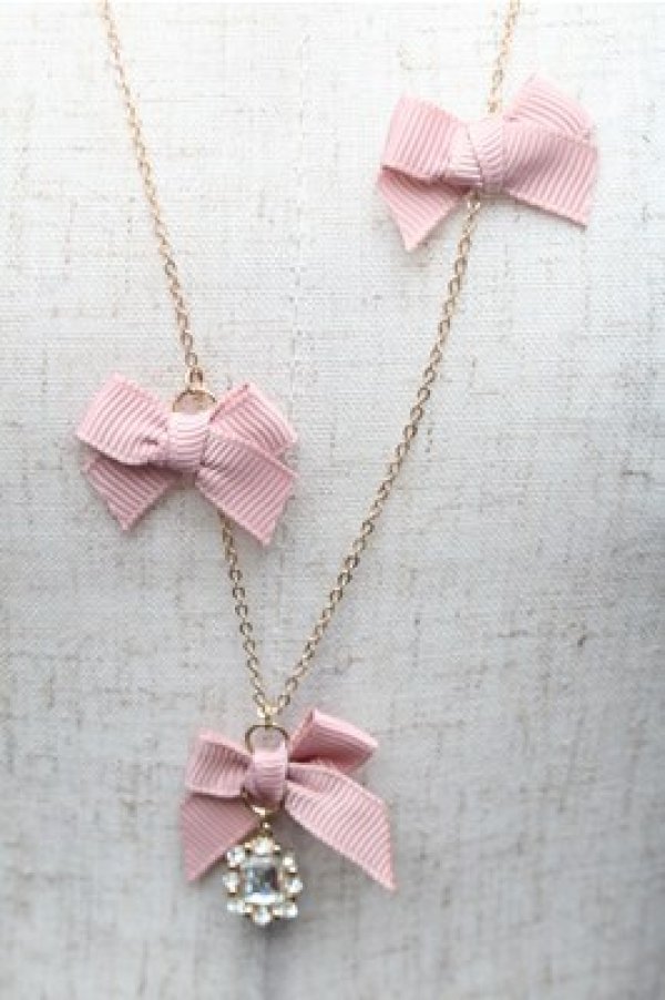 画像2: m petit by misako / AMリボンビジューネックレス  ピンク S-26-02-23-011-LO-AC-AS-ZS (2)