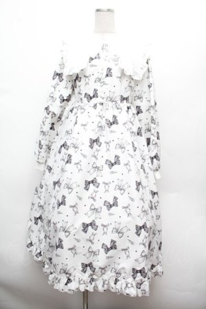 画像: Lovely Tency / 眞白ありすコラボ/リボンプリントワンピース L 白 S-26-02-25-041-LO-OP-AS-ZS