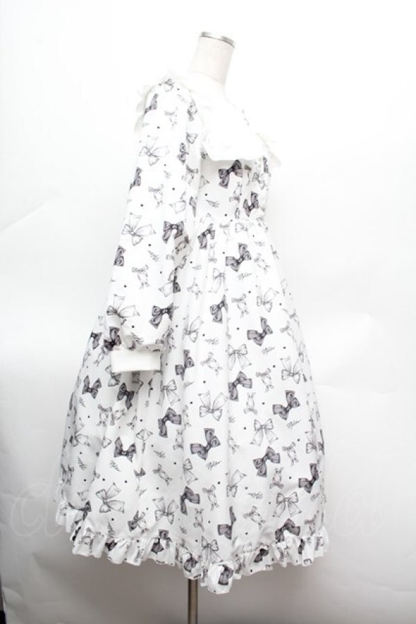 画像2: Lovely Tency / 眞白ありすコラボ/リボンプリントワンピース L 白 S-26-02-25-041-LO-OP-AS-ZS (2)