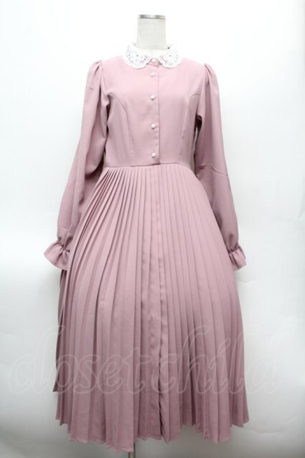 画像1: m petit by misako / AM*レースエリプリーツワンピース M ピンク S-26-02-25-042-LO-OP-TE-ZS (1)