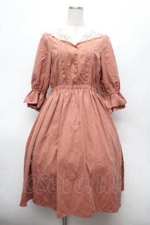 画像: axes femme POETIQUE / レース襟スエード調ワンピース  オレンジブラウン S-26-02-25-045-AX-OP-HR-ZS