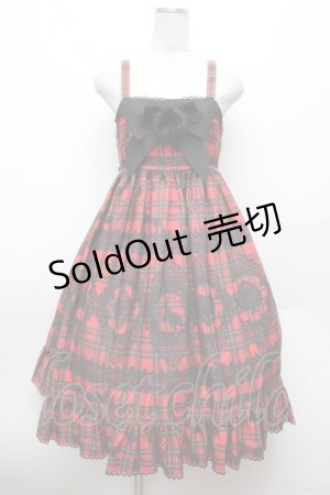 画像: ALICE and the PIRATES / アリスのトランプタータン柄ジャンパースカートII  赤 S-26-02-25-050-PA-OP-AS-ZS