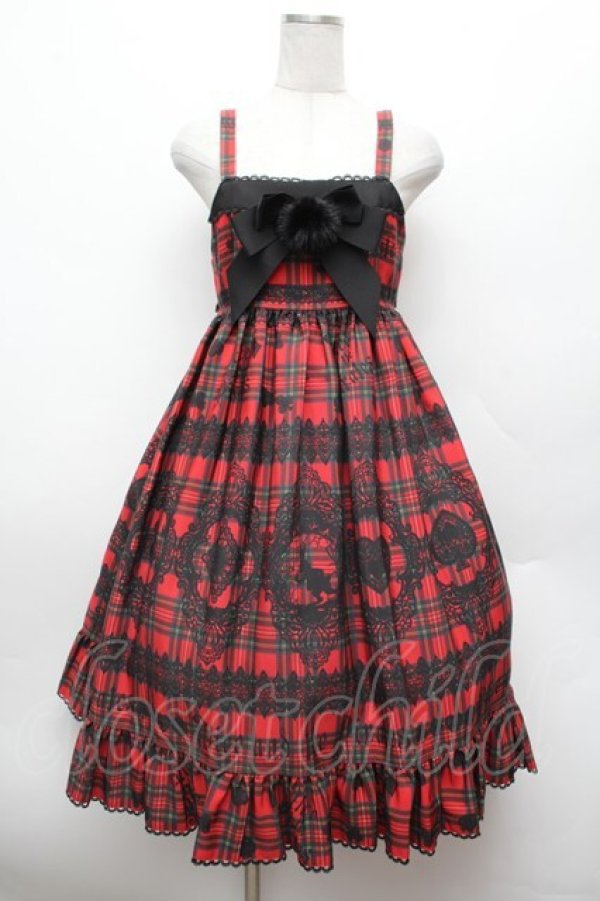 画像1: ALICE and the PIRATES / アリスのトランプタータン柄ジャンパースカートII  赤 S-26-02-25-050-PA-OP-AS-ZS (1)