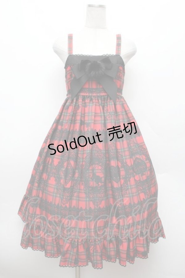 画像1: ALICE and the PIRATES / アリスのトランプタータン柄ジャンパースカートII  赤 S-26-02-25-050-PA-OP-AS-ZS (1)