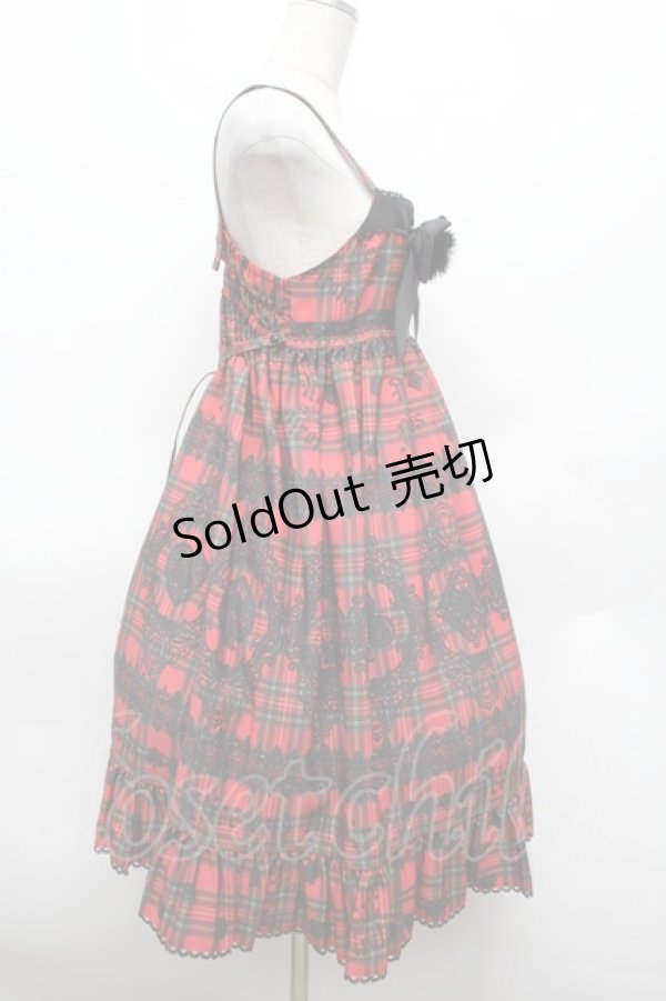 画像2: ALICE and the PIRATES / アリスのトランプタータン柄ジャンパースカートII  赤 S-26-02-25-050-PA-OP-AS-ZS (2)