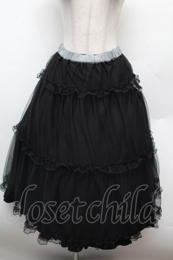 画像1: m petit by misako / NINA'Sギャザースカート L 黒×白 S-26-02-25-052-LO-SK-TE-ZS (1)