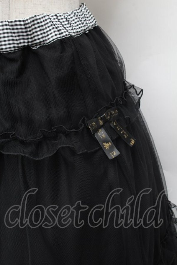 画像2: m petit by misako / NINA'Sギャザースカート L 黒×白 S-26-02-25-052-LO-SK-TE-ZS (2)