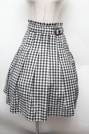 画像: F i.n.t / べっ甲バックルタックスカート  黒ｘ白 S-26-02-25-055-0-SK-HR-ZS