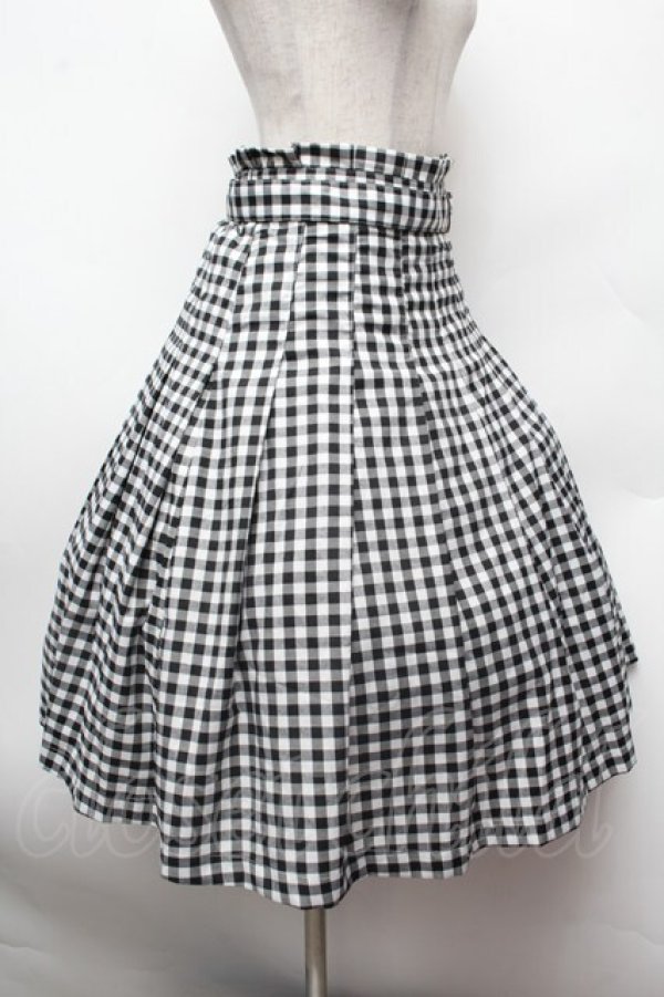 画像2: F i.n.t / べっ甲バックルタックスカート  黒ｘ白 S-26-02-25-055-0-SK-HR-ZS (2)