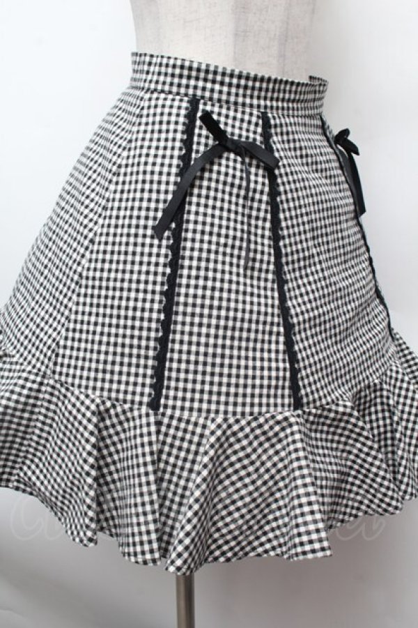 画像2: evelyn / ギンガムチェックスカート M 黒ｘ白 S-26-02-25-056-LO-SK-HR-ZS (2)