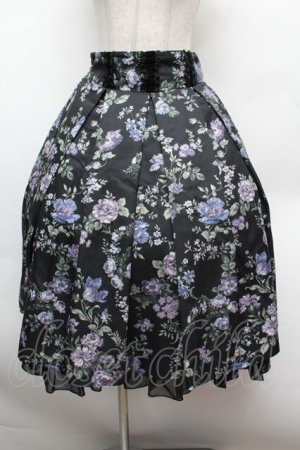 画像: axes femme / ローズ柄タックスカート  黒 S-26-02-25-057-AX-SK-HR-ZS