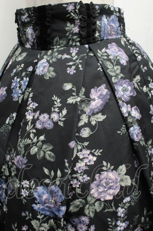 画像3: axes femme / ローズ柄タックスカート  黒 S-26-02-25-057-AX-SK-HR-ZS (3)