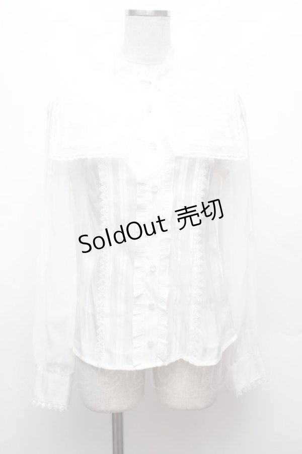 画像1: To Alice / セーラー襟付きシアーブラウス  白 S-26-02-25-023-LO-BL-HR-ZS (1)