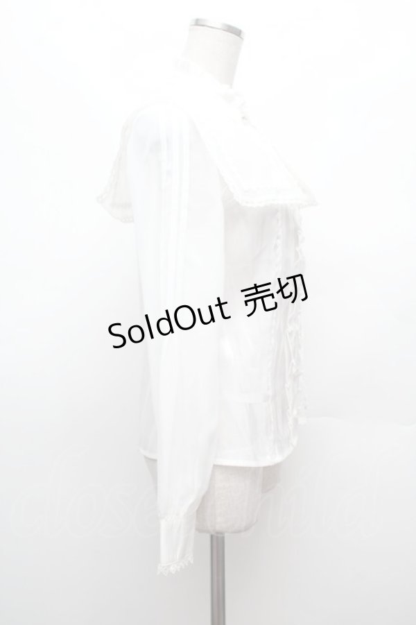 画像2: To Alice / セーラー襟付きシアーブラウス  白 S-26-02-25-023-LO-BL-HR-ZS (2)