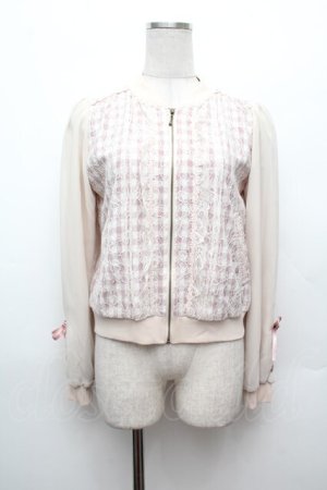 画像: axes femme POETIQUE / レース重ねブルゾン  ピンクｘ白 S-26-02-25-029-AX-JA-HR-ZS