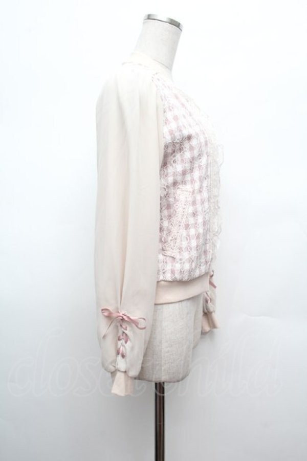 画像2: axes femme POETIQUE / レース重ねブルゾン  ピンクｘ白 S-26-02-25-029-AX-JA-HR-ZS (2)