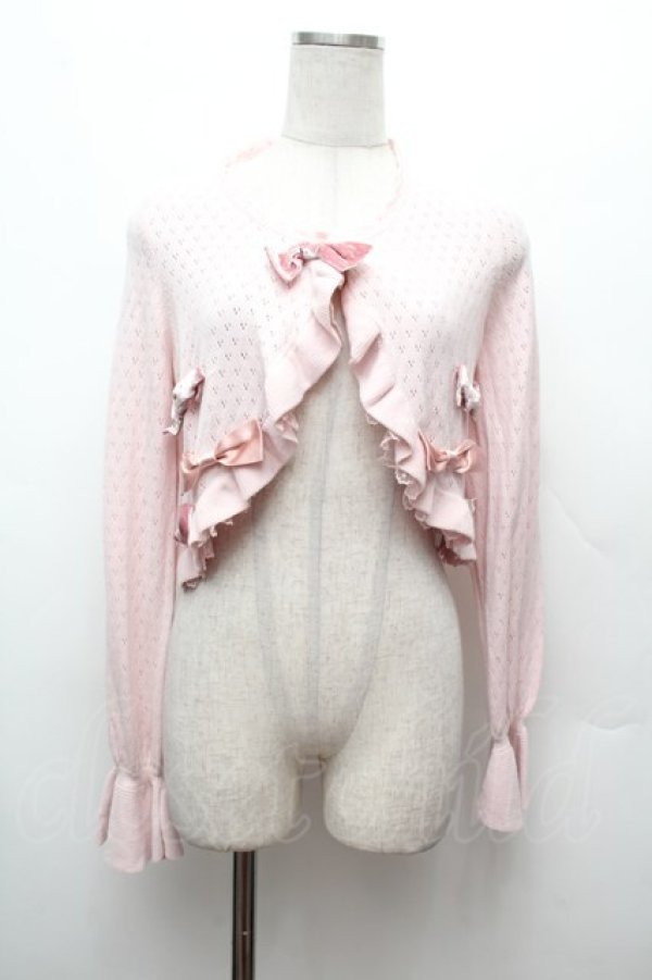 画像1: Mariapip / フリルヘムボレロカーデ  ピンク S-26-02-25-031-LO-TO-TE-ZS (1)