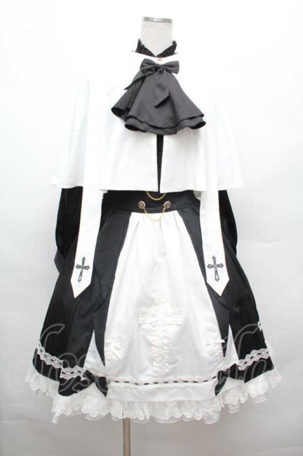 画像1: LOLITA / ブラウス+ケープ+スカートセット  黒ｘ白 S-26-02-25-035-LO-OP-AS-ZS (1)