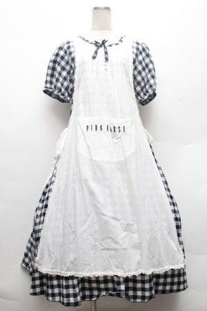画像: PINK HOUSE / エプロン付きブロードギンガムワンピース F 紺 S-26-02-26-032-LO-OP-SZ-ZS