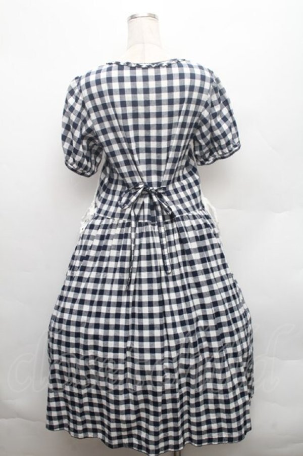 画像2: PINK HOUSE / エプロン付きブロードギンガムワンピース F 紺 S-26-02-26-032-LO-OP-SZ-ZS (2)