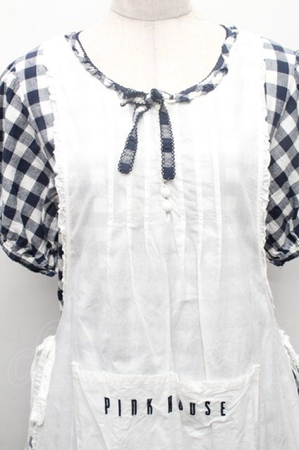 画像3: PINK HOUSE / エプロン付きブロードギンガムワンピース F 紺 S-26-02-26-032-LO-OP-SZ-ZS (3)