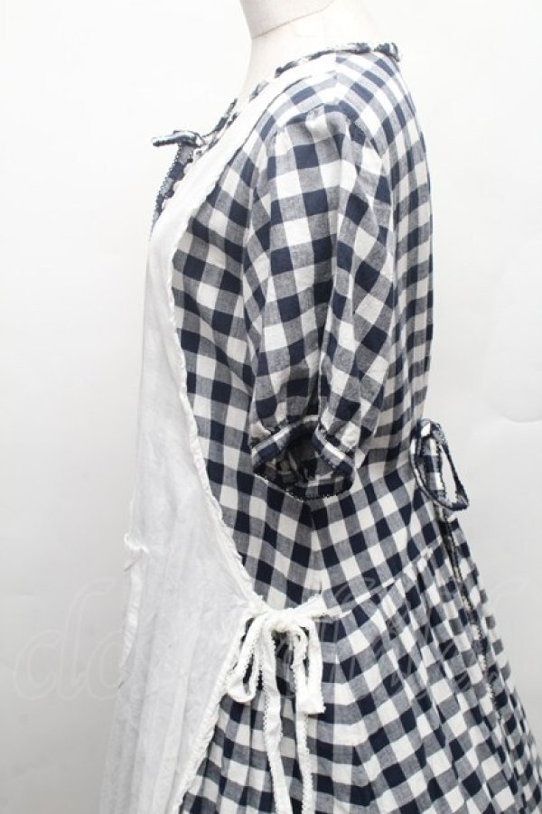 画像4: PINK HOUSE / エプロン付きブロードギンガムワンピース F 紺 S-26-02-26-032-LO-OP-SZ-ZS (4)