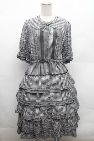 画像: alcali / コットンギンガム前開きワンピース  黒ｘ白 S-26-02-26-033-LO-OP-AS-ZS