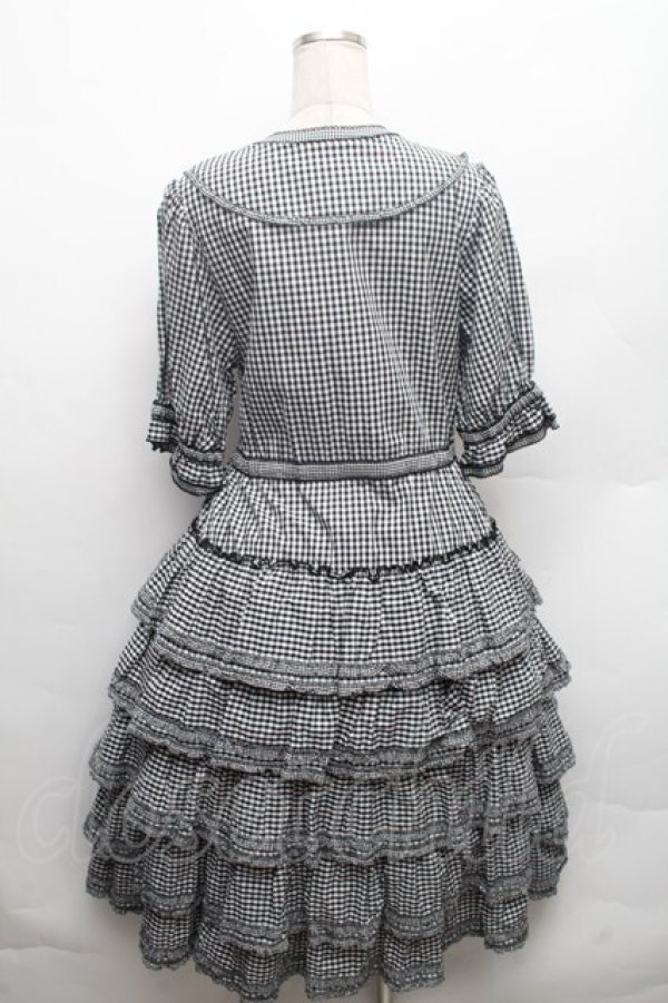 画像2: alcali / コットンギンガム前開きワンピース  黒ｘ白 S-26-02-26-033-LO-OP-AS-ZS (2)