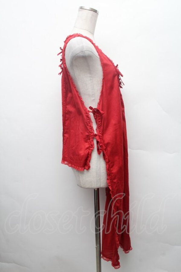 画像3: PINK HOUSE / リボンピンタックタブリエ  赤 S-26-02-26-004-LO-OP-SA-ZS (3)