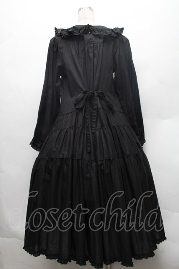 画像2: PINK HOUSE / フリル襟付きローンミディワンピース  ブラック S-26-02-26-034-LO-OP-SA-ZS (2)