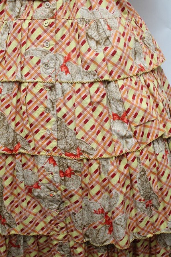 画像5: WONDERFUL WORLD / チェック&うさぎさんワンピース  イエロー S-26-02-26-006-LO-OP-HR-ZS (5)