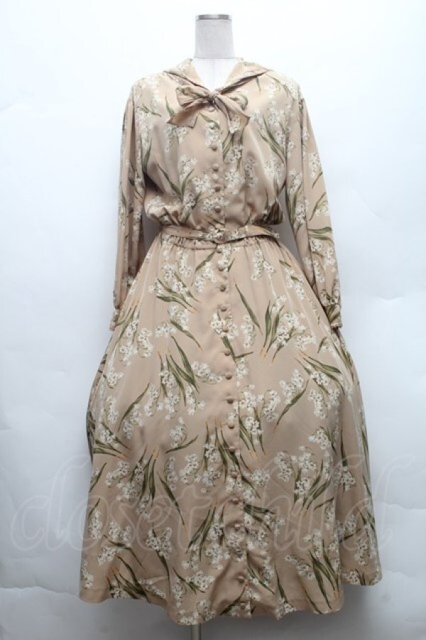 画像1: INGEBORG / 鈴蘭プリントセーラーワンピース  アイボリー S-26-02-26-010-LO-OP-SA-ZS (1)