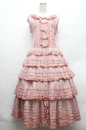 画像: PINK HOUSE / ギンガムチェックパッチワークフリルワンピース  ピンク S-26-02-26-013-LO-OP-SA-ZS
