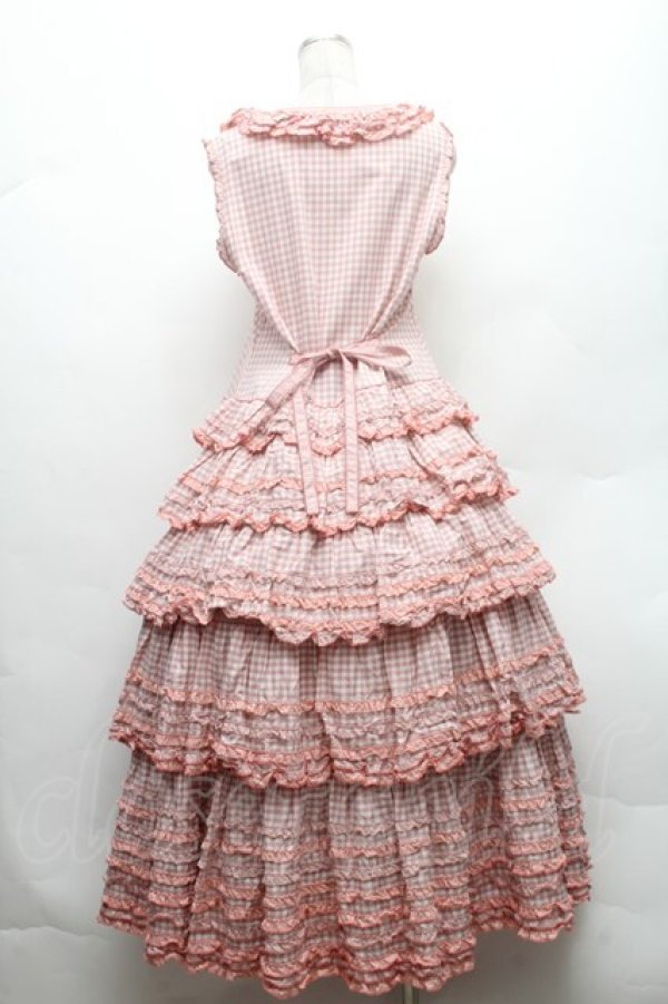 画像2: PINK HOUSE / ギンガムチェックパッチワークフリルワンピース  ピンク S-26-02-26-013-LO-OP-SA-ZS (2)