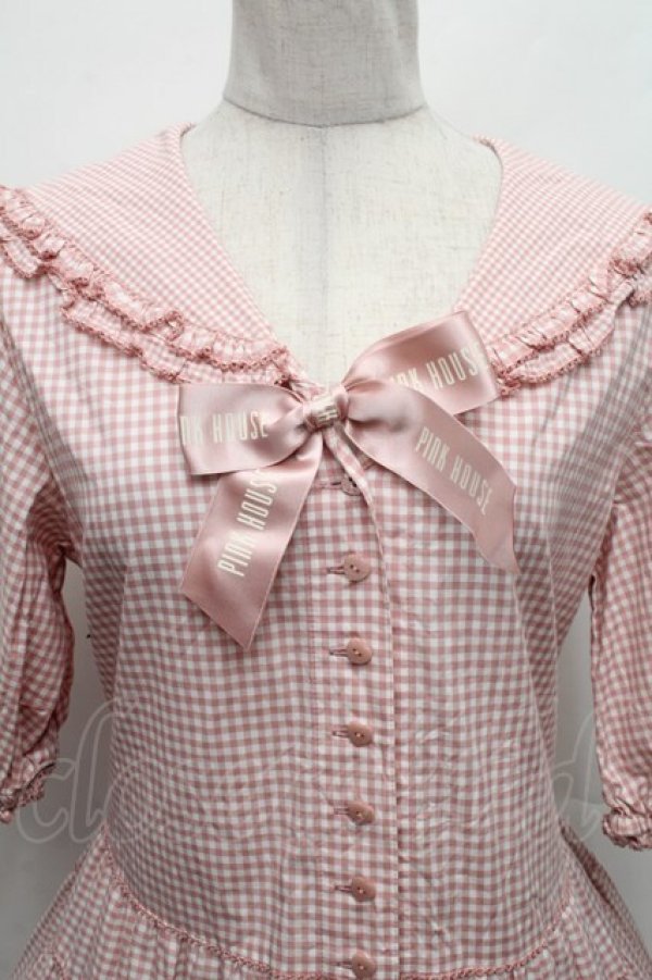 画像3: PINK HOUSE / セーラーカラーギンガムチェックミディワンピース  ピンク S-26-02-26-019-LO-OP-AS-ZS (3)